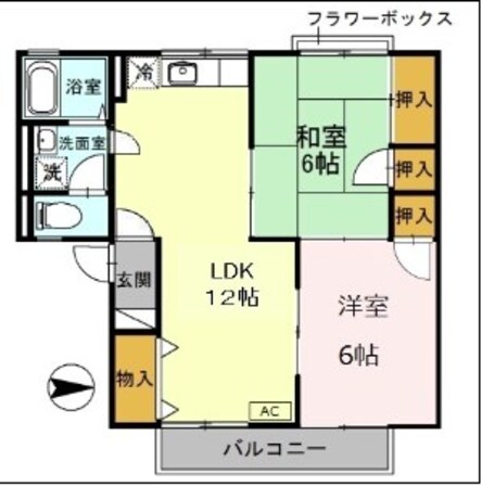 手柄駅 徒歩15分 2階の物件間取画像